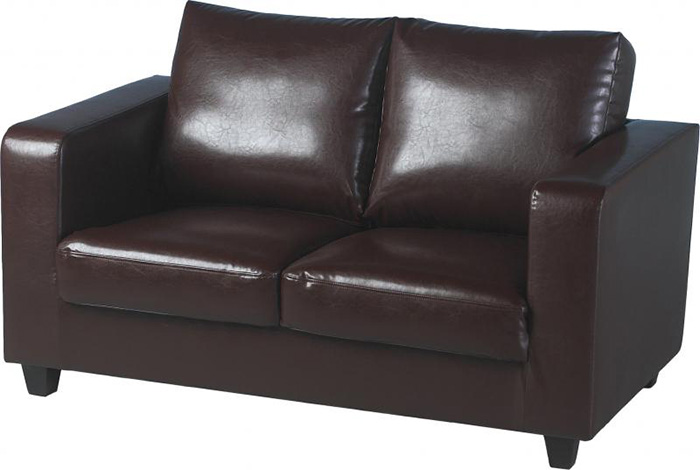 Tempo Two Seater Sofa-in-a-Box In Brown Faux Leather - Click Image to Close